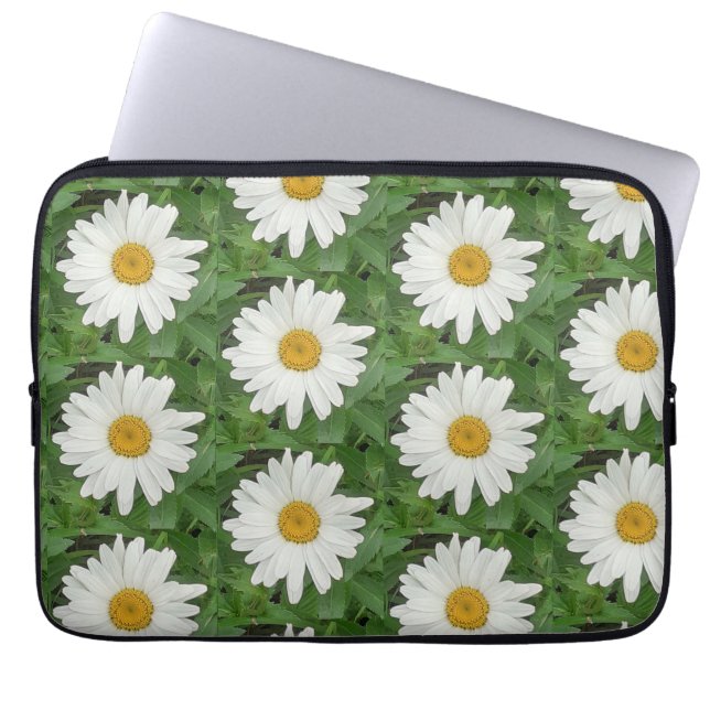 Capa Para Notebook Bolsa de laptop de margarida branca (Frente)
