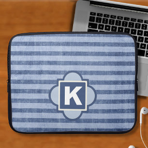 Capa Para Notebook Bolsa de laptop de Monograma com Faixa Azul de Cor