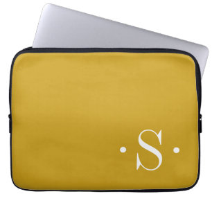 Capa Para Notebook Bolsa de laptop de Monograma de Mostarda Elegante
