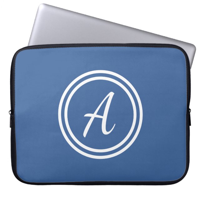 Capa Para Notebook Bolsa de laptop de Monograma Personalizado Azul e  (Frente)