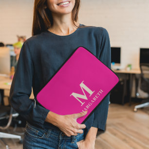 Capa Para Notebook Bolsa de laptop de Monograma Rosa Brilhante Elegan