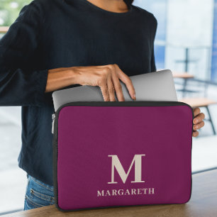 Capa Para Notebook Bolsa de laptop de Monograma Vermelho de Vinho Ele