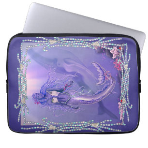 Capa Para Notebook Bolsa de laptop de Mouse de Sereia do Oceano Roxo