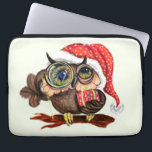 Capa Para Notebook Bolsa de laptop de Natal Dotada Coruja de Bebê com<br><div class="desc">Coruja-Bebê Bonita no Chapéu e Presente de Natal - Pintura de Coleção Divertida de Aves - Escolha / Adicionar Seu Texto / Nome / Cor Exclusivo - Faça seu Presente Especial - Redimensionar e mover ou remover / adicionar elementos - imagem / texto com ferramenta de personalização. Pintura e Design...</div>
