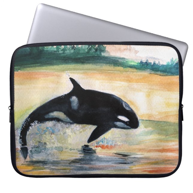 Capa Para Notebook Bolsa de laptop de Neoprene de Baleia Orca de 15" (Frente)