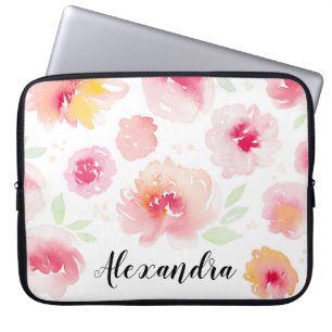 Capa Para Notebook Bolsa de laptop de Nome Personalizado das Flores d