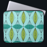 Capa Para Notebook Bolsa de laptop de Ogee & Starbursts Atômicos<br><div class="desc">Nossa! É uma Bolsa de laptop de Ogee Atômicos e Starbursts! É uma tomada moderna de um padrão clássico (um meio século moderno, para ser exato). Este design apresenta um fundo aqua com formas ovais verdes e lacrimogêneas sobre linhas pretas verticais de diamantes atômicos e estereótipos. Esse mod traz tudo...</div>