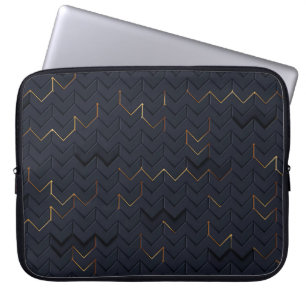 Capa Para Notebook Bolsa de laptop de padrão Chevron Dourado Elegante