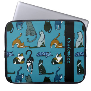 Capa Para Notebook Bolsa de laptop de Padrão de Gato do Canto do gati