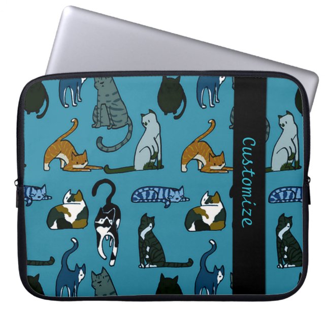 Capa Para Notebook Bolsa de laptop de Padrão de Gato do Canto do gati (Frente)