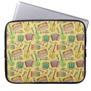 Capa Para Notebook Bolsa de laptop de Padrão de Instrumentos Musicais