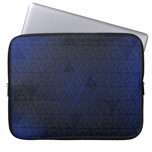 Capa Para Notebook Bolsa de laptop de padrão do triângulo preto-azul  (Frente)