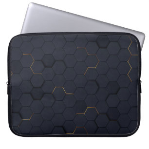 Capa Para Notebook Bolsa de laptop de Padrão Hexagonal Dourada a Pret