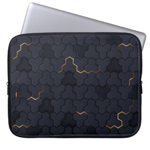 Capa Para Notebook Bolsa de laptop de Padrão Hexagonal Dourada a Pret