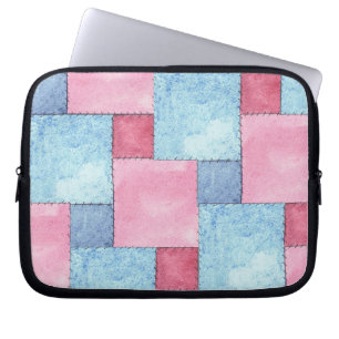 Capa Para Notebook Bolsa de laptop de patch Denim, Pinks, Blues