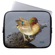 Bolsa de laptop de Pato Teal Verde com Iniciais