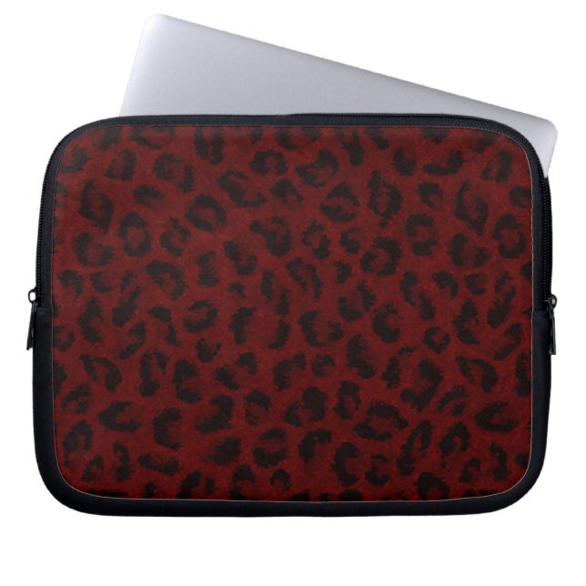 Capa Para Notebook Bolsa de laptop de Pele-Leopardo Vermelho (Frente)