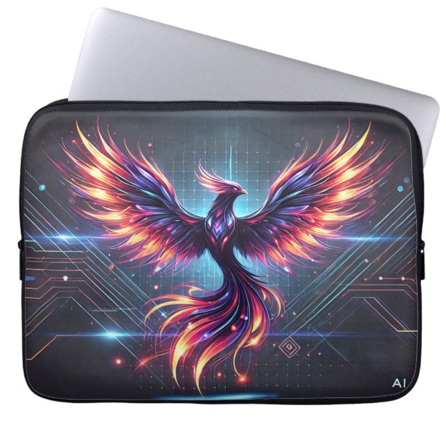 Capa Para Notebook Bolsa de laptop de Phoenix Neon - Futurística (Frente)