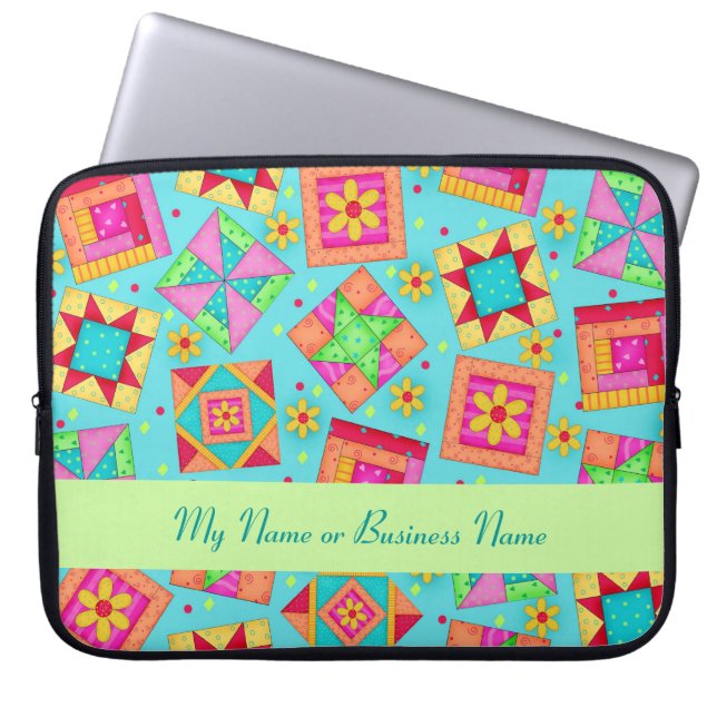 Capa Para Notebook Bolsa de laptop de Quiltro Personalizável Turquesa (Frente)