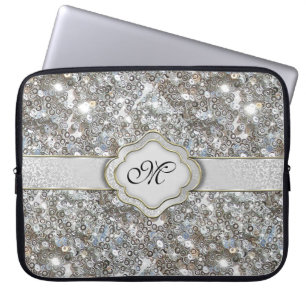 Capa Para Notebook Bolsa de laptop de Sequência Silver Sparkly