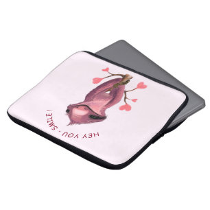 Capa Para Notebook Bolsa de laptop de sorriso engraçado - Texto perso