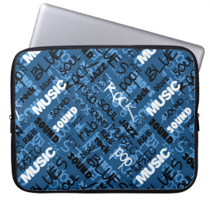 Capa Para Notebook Bolsa de laptop de Texto de Música do Blue Rock Po
