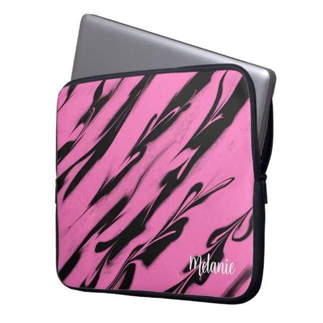 Capa Para Notebook Bolsa de laptop de Zebra Rosa Strips (Frente Esquerda)