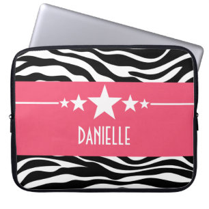 Capa Para Notebook Bolsa de laptop de Zebra Sassy Star Rosa