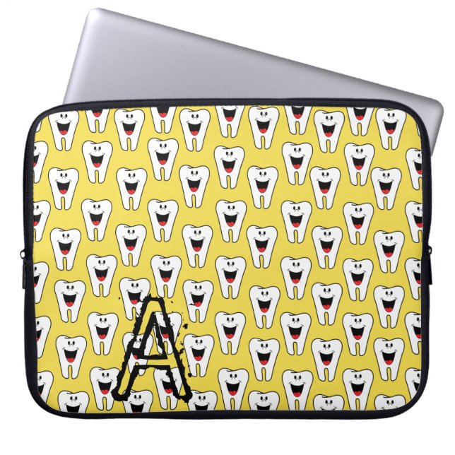 Capa Para Notebook Bolsa de laptop Dentes Sorri Amarelo (Frente)