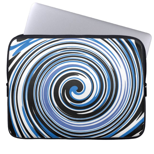 Capa Para Notebook Bolsa de laptop design de espiral preto e azul (Frente)