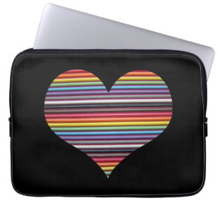 Capa Para Notebook Bolsa de laptop do Coração do Cabo de Fita Arco-Ír