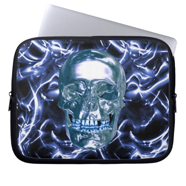 Capa Para Notebook Bolsa de laptop do crânio azul-elétrico (Frente)