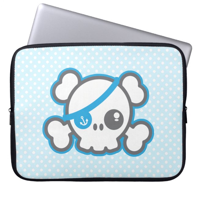 Capa Para Notebook Bolsa de laptop do Crânio Pirata de Kawaii (Frente)