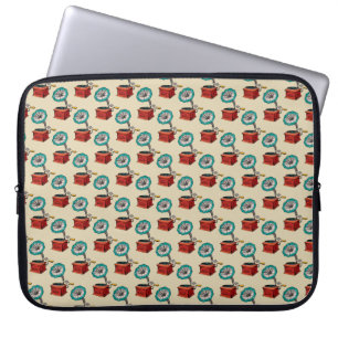 Capa Para Notebook Bolsa de laptop do padrão gramofone retrô bege