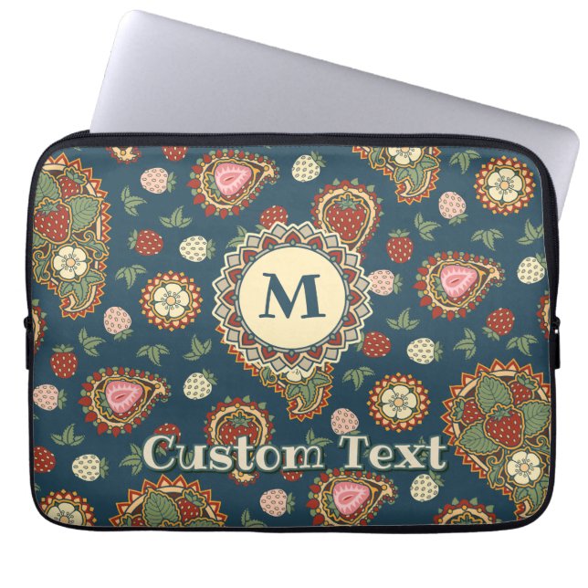 Capa Para Notebook Bolsa de laptop do padrão Strawberry Paisley (Frente)