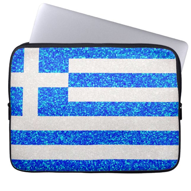 Capa Para Notebook Bolsa de laptop do sinalizador de Grécia com brilh (Frente)