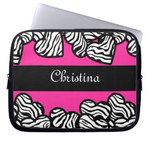 Capa Para Notebook Bolsa de laptop dos corações de zebra