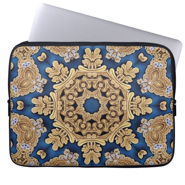 Capa Para Notebook Bolsa de laptop Dourada Azul (Frente)