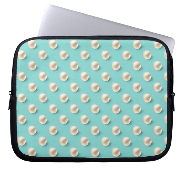 Capa Para Notebook Bolsa de laptop Elegante de Teal e Pérolas (Frente)