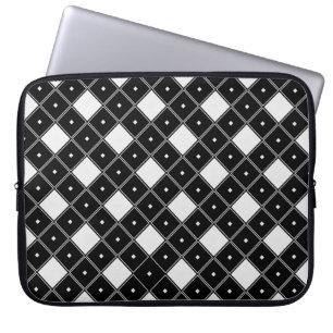 Capa Para Notebook Bolsa de laptop em forma de diamante preto e branc