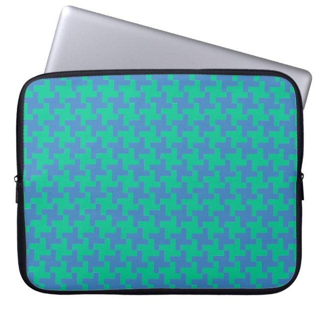 Capa Para Notebook Bolsa de laptop, Esmeralda e Dogtooth Azul (Frente)