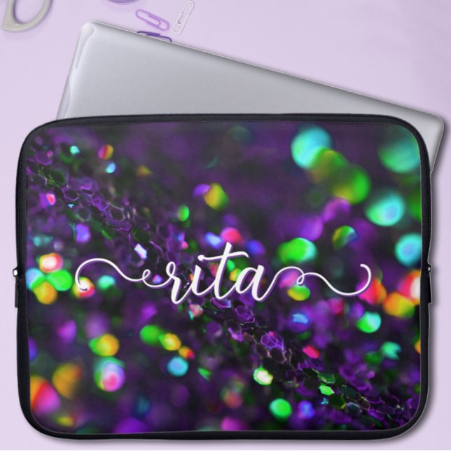 Capa Para Notebook Bolsa de laptop espumante roxa escura (Criador carregado)