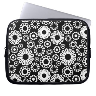 Capa Para Notebook Bolsa de laptop floral branca e preta