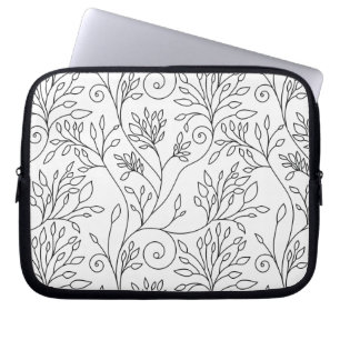 Capa Para Notebook Bolsa de laptop floral branca e preta