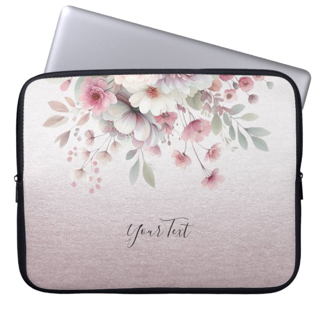 Capa Para Notebook Bolsa de laptop Floral Branca Moderna (Frente)