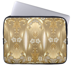 Capa Para Notebook Bolsa de laptop Floral do Ornamentado Dourado