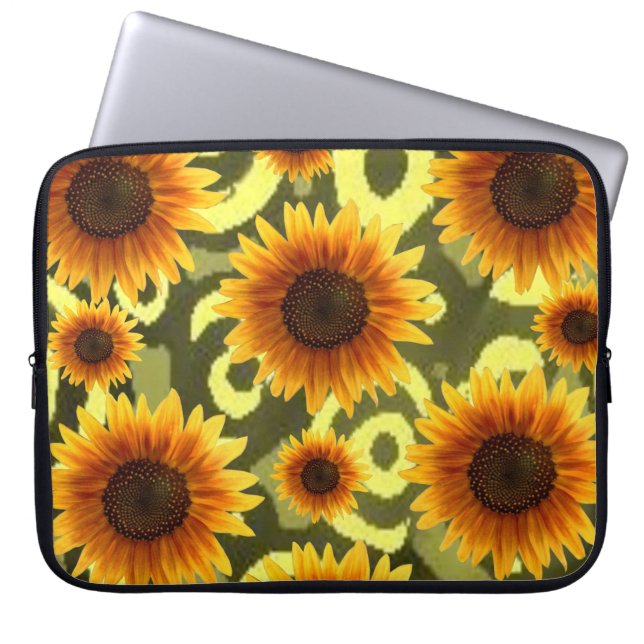 Capa Para Notebook Bolsa de laptop Floral Girassóis (Frente)