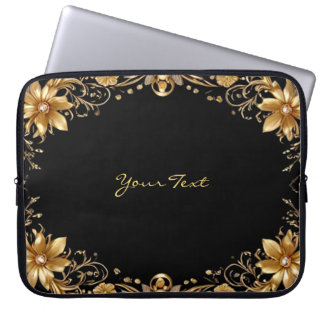 Capa Para Notebook Bolsa de laptop Floral ouro