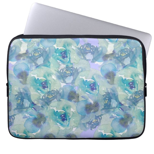 Capa Para Notebook Bolsa de laptop Floral Púrpura Azul (Frente)