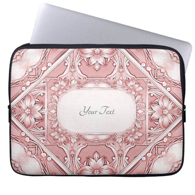 Capa Para Notebook Bolsa de laptop Floral Rosa (Frente)